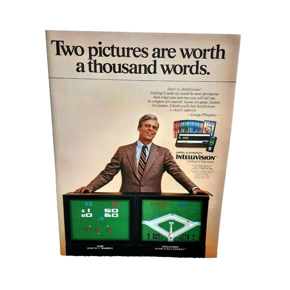 1981 Intellivision Baseball Game George Plimpton Print Ad  Advertisement - Picture 1 of 1
